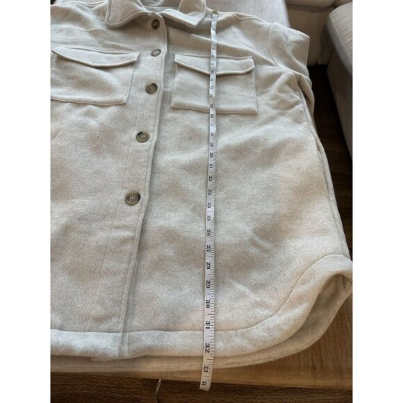 Line and Dot Drew Jacket Wool Oversized Shacket in Cream Gray Size Large - Picture 8 of 10